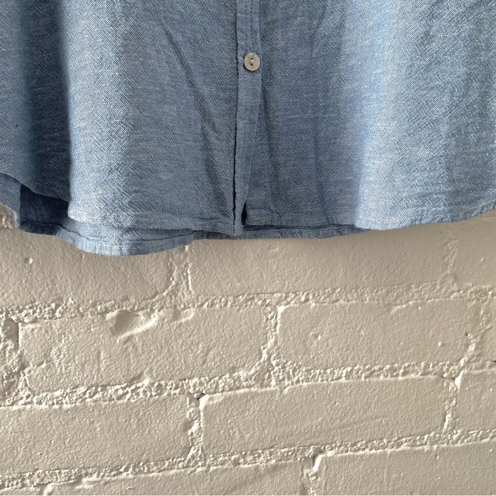 Orvis Womens Linen Blend Button Up Relaxed Fit Blue Tunic Top Coastal Preppy L - Picture 7 of 16